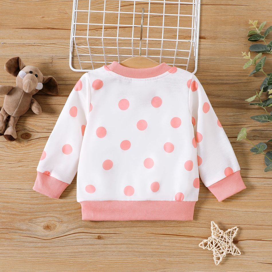 Baby Boy/Girl Elephant Print Polka Dot/Striped Long-sleeve Sweatshirt Pink big image 3