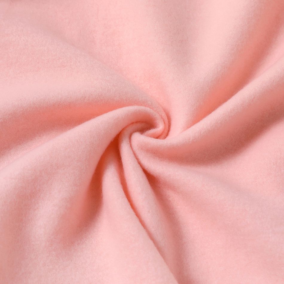 Kid Girl Sweet Letter Embroidered Fleece Lined Pink Hoodie Sweatshirt Pink big image 4