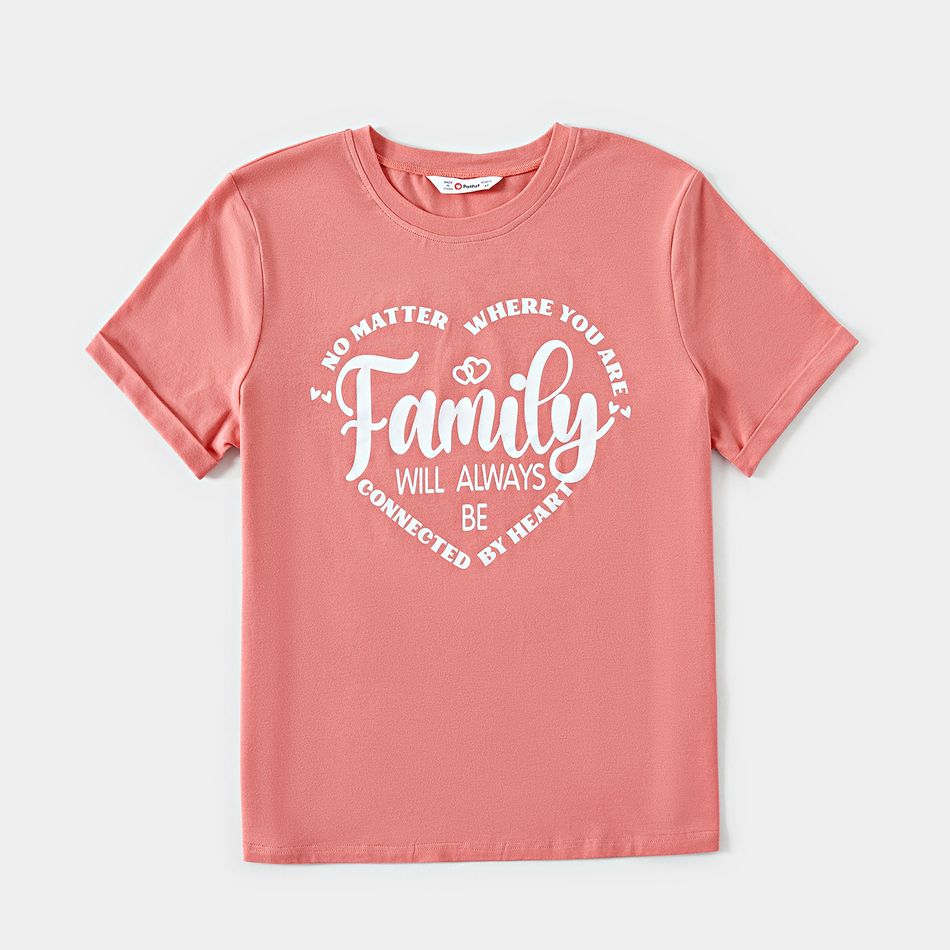Valentine's Day Family Matching 95% Cotton Short-sleeve Heart & Letter Print Tee ColorBlock big image 6