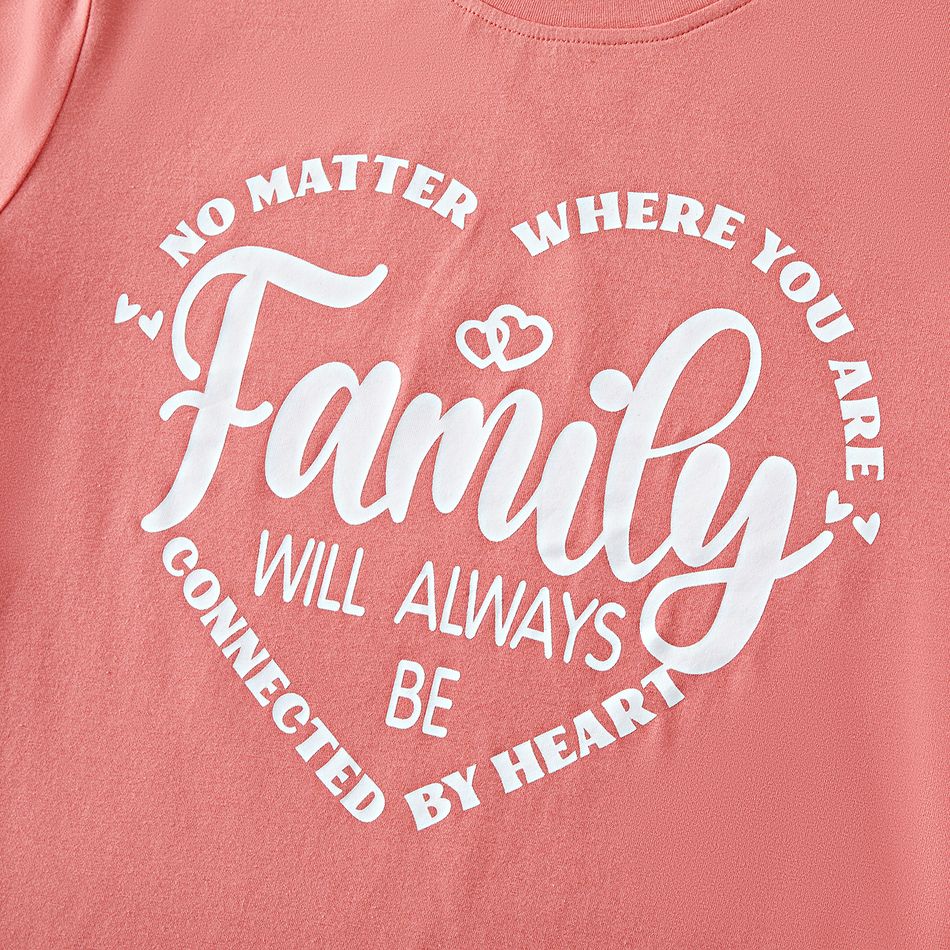 Valentine's Day Family Matching 95% Cotton Short-sleeve Heart & Letter Print Tee ColorBlock big image 8