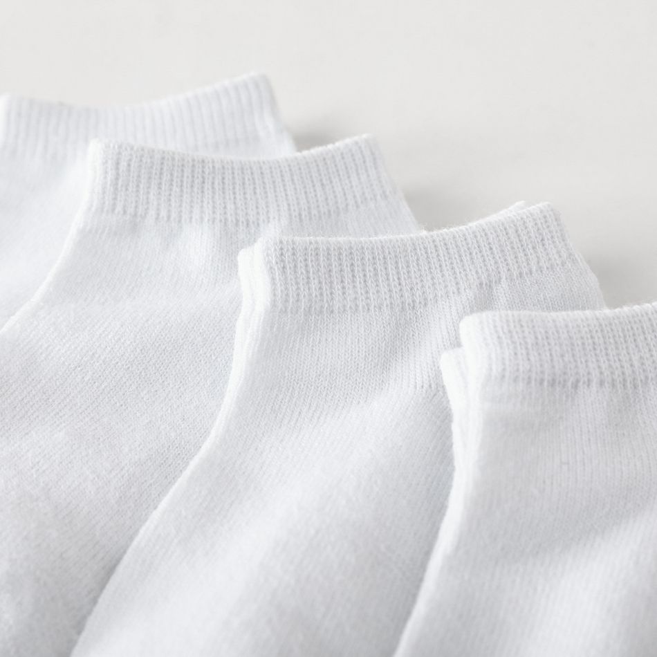 5-pairs Baby / Toddler / Kid Solid Socks White big image 3