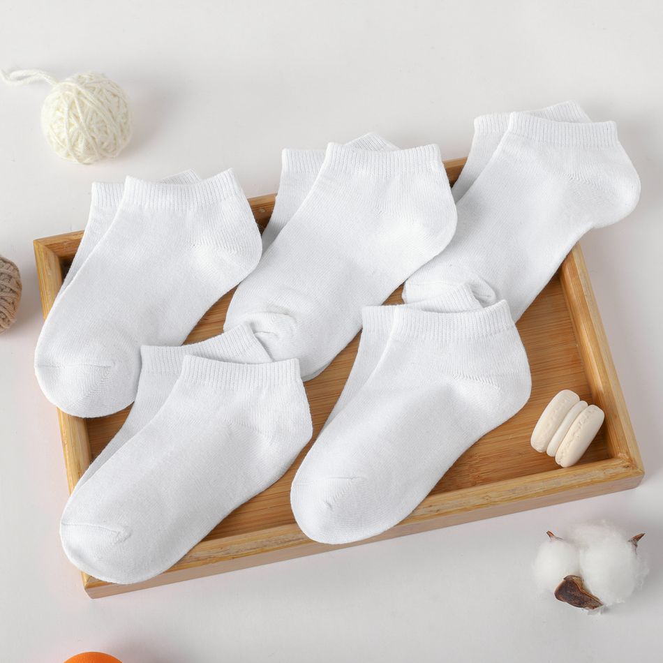 5-pairs Baby / Toddler / Kid Solid Socks White big image 1