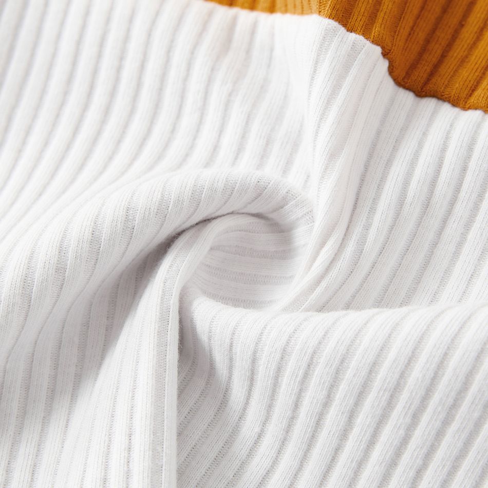 Family Matching Allover Floral Print Rib Knit Long-sleeve Dresses and Colorblock Polo Shirts Sets MAROON big image 7