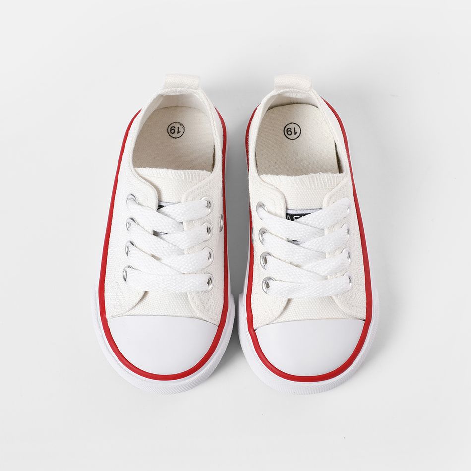 Toddler / Kid Casual Lace Up Canvas Shoes (Toddler US 6-7.5 and Toddler US 8-Little Kid US 11.5 outsole are different) White big image 2