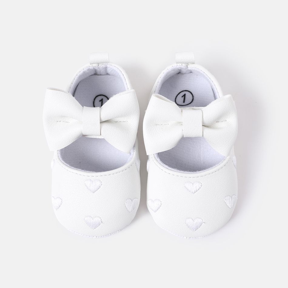 Baby / Toddler Bow Decor Heart Graphic Prewalker Shoes White big image 2