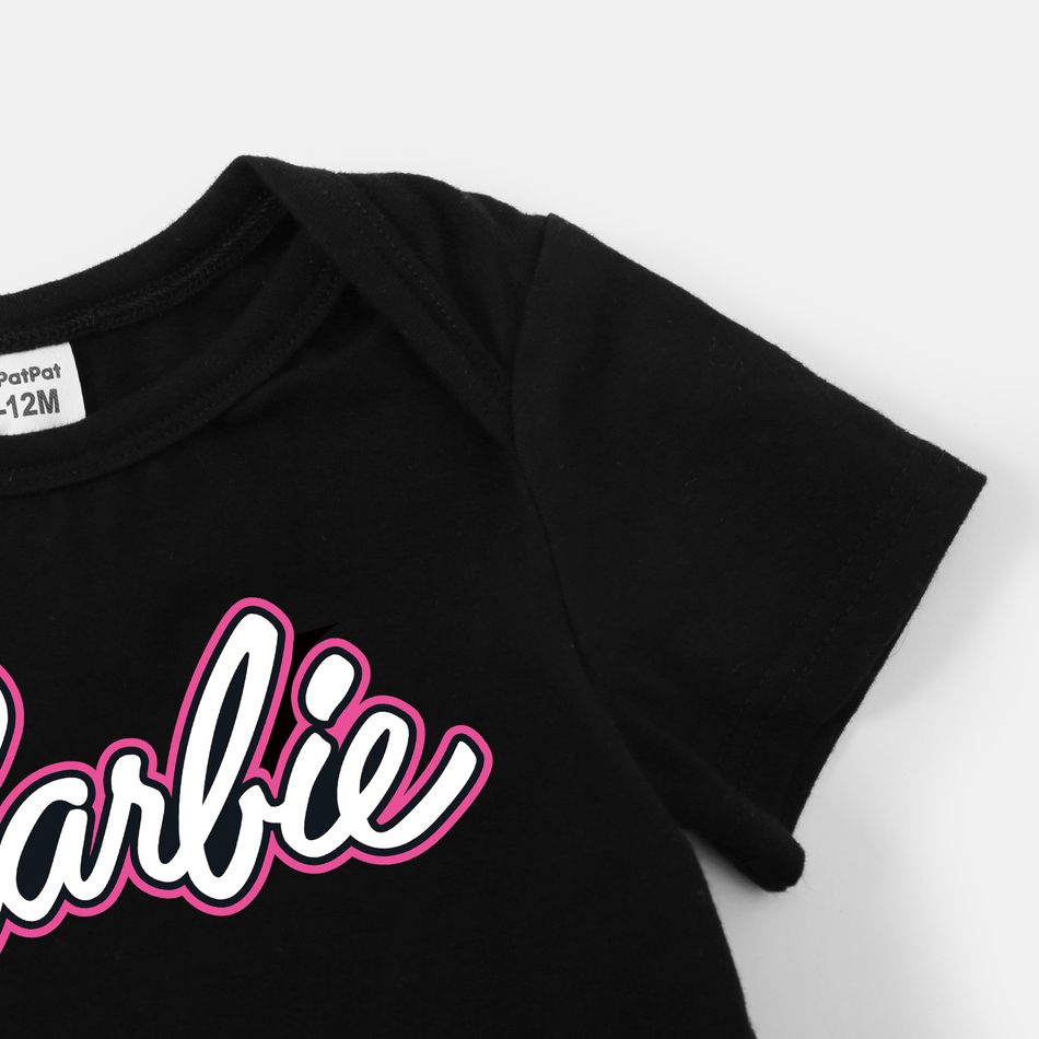 Barbie Mommy and Me 95% Cotton Fringe Trim Sleeveless T-shirt Dresses Black big image 10