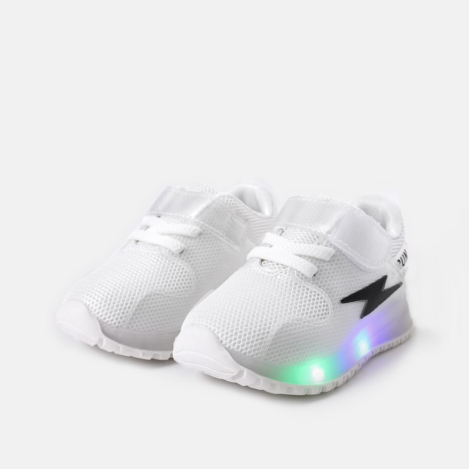 Toddler / Kid Letter Graphic LED Sneakers (Letter Random) White big image 1