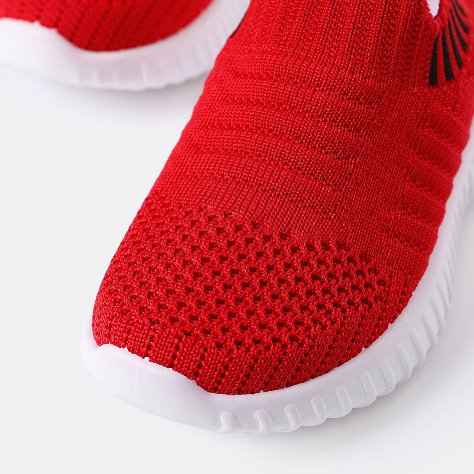 Toddler / Kid Striped Detail Breathable Socks Sneakers Red big image 4