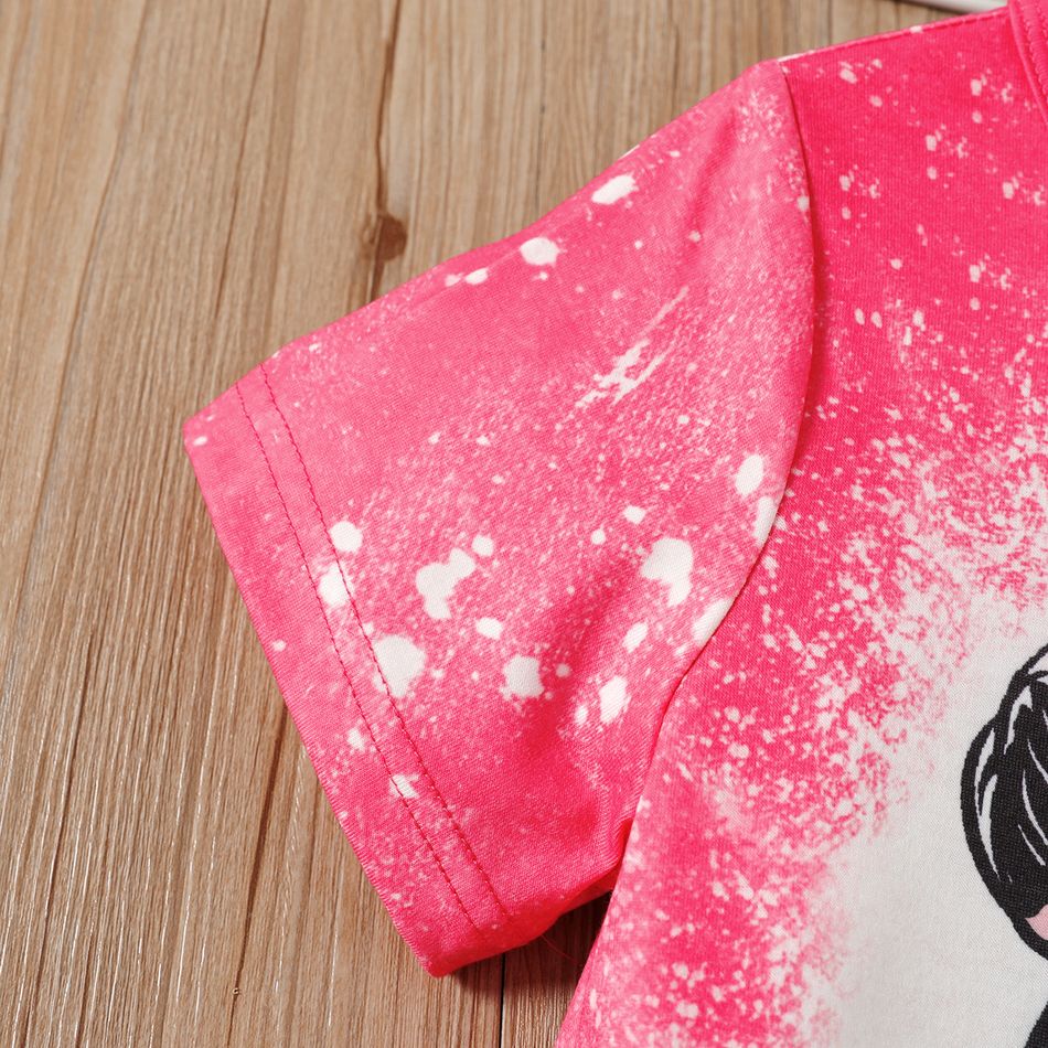 Kid Girl Figure Print Short-sleeve Tee Pink big image 5