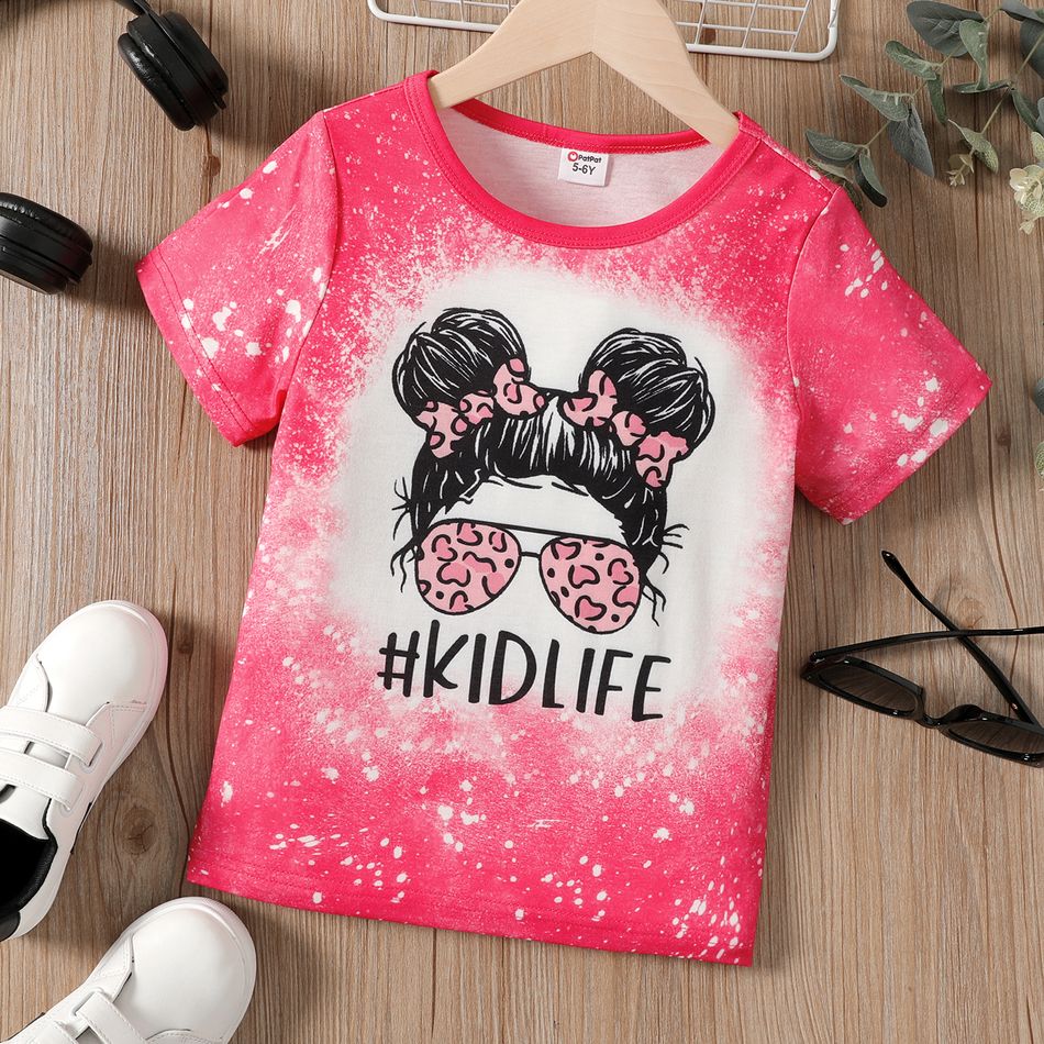 Kid Girl Figure Print Short-sleeve Tee Pink big image 1