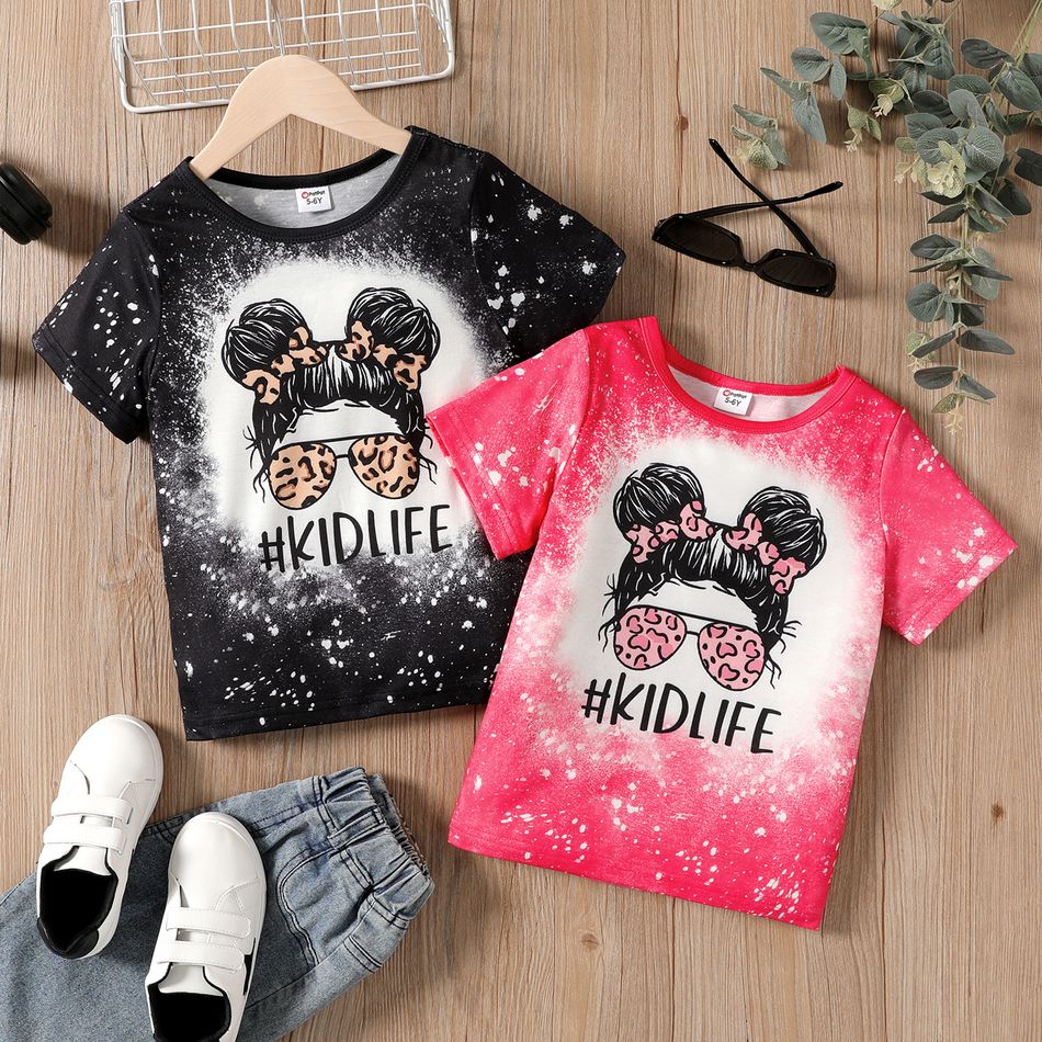 Kid Girl Figure Print Short-sleeve Tee Pink
