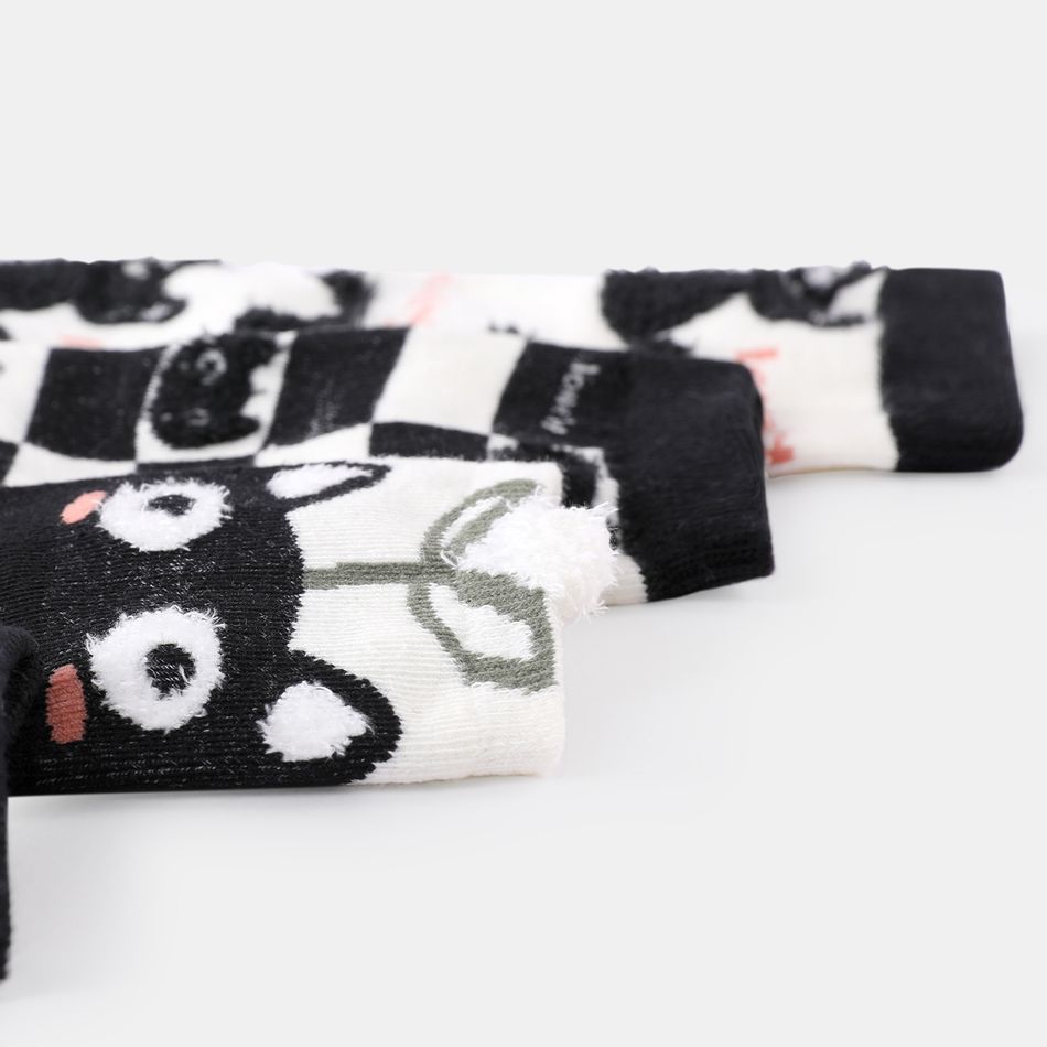 5-pairs Toddler Floral & Animal Print Crew Socks Set Black big image 3
