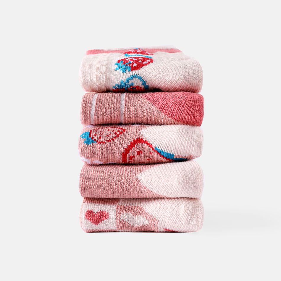 5-pairs Baby / Toddler Strawberry Pattern Crew Socks Pink