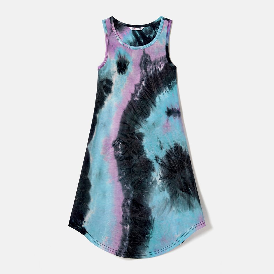 Family Matching Tie Dye Tank Dresses and Short-sleeve T-shirts Sets Multi-color big image 2