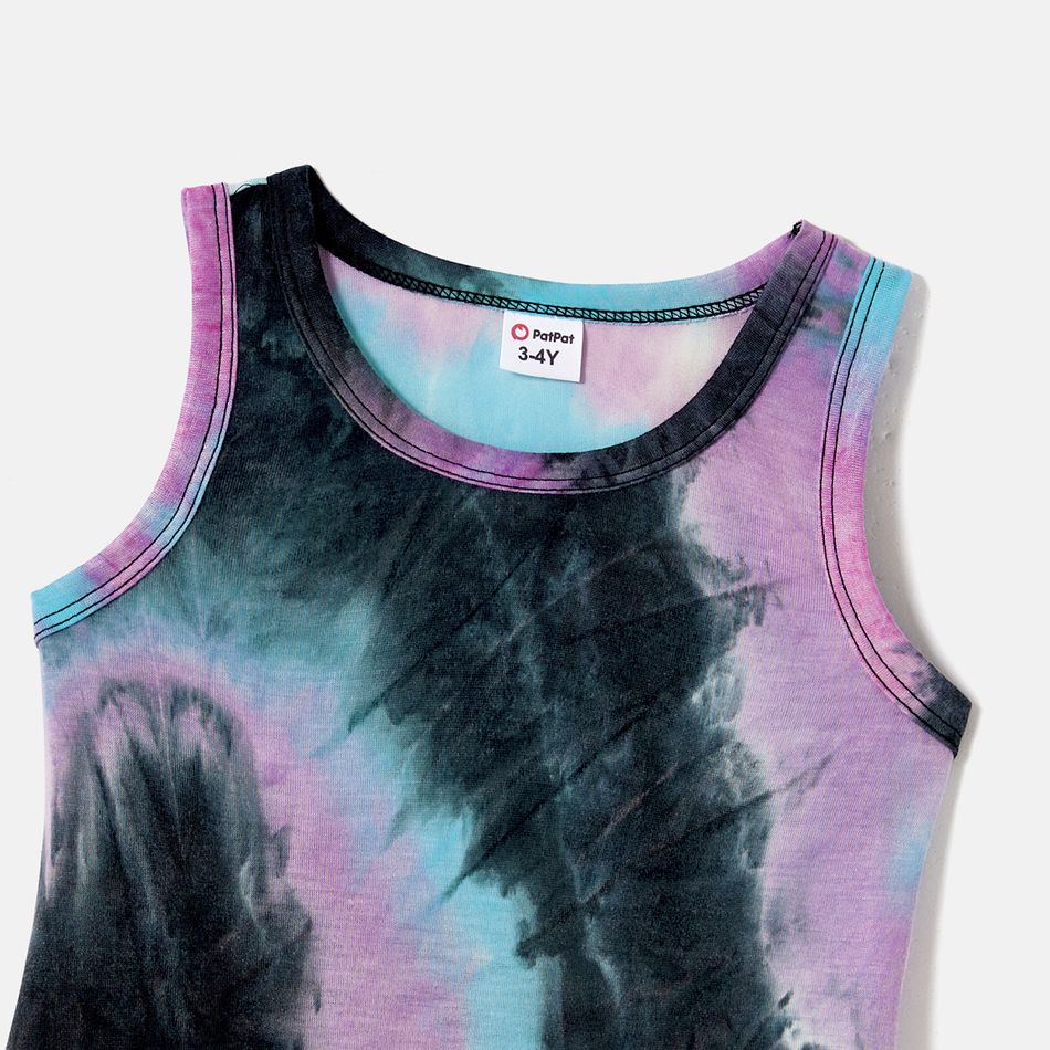 Family Matching Tie Dye Tank Dresses and Short-sleeve T-shirts Sets Multi-color big image 4