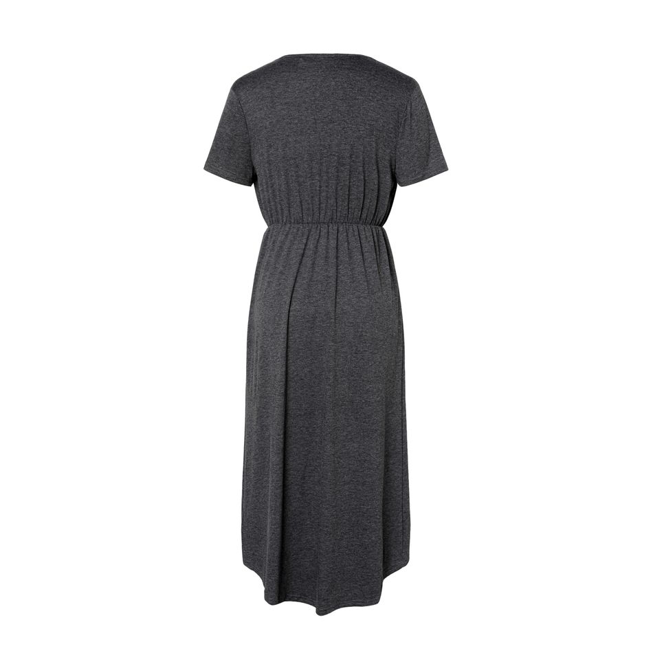 Nursing High Low Hem Short-sleeve Dress Dark Grey big image 4