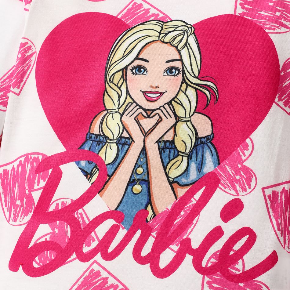 Barbie Toddler Girl Heart Print Long-sleeve Tee White big image 4