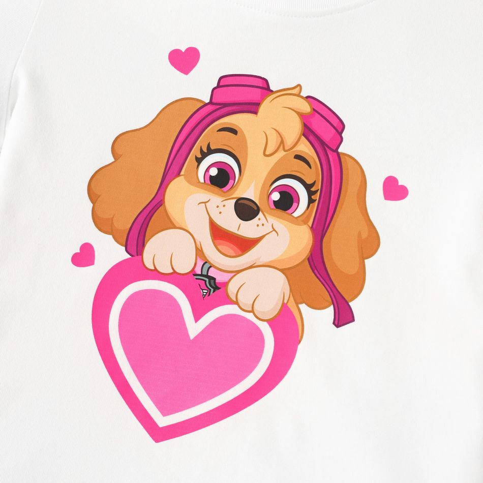PAW Patrol Toddler Girl 2pcs Mother's Day Heart Print Short-sleeve Cotton Tee and Shorts Set White big image 4