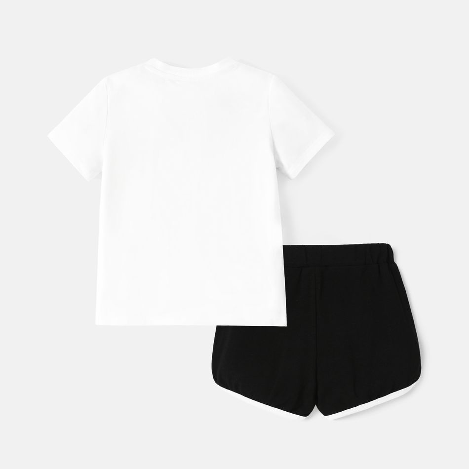PAW Patrol Toddler Girl 2pcs Mother's Day Heart Print Short-sleeve Cotton Tee and Shorts Set White big image 3