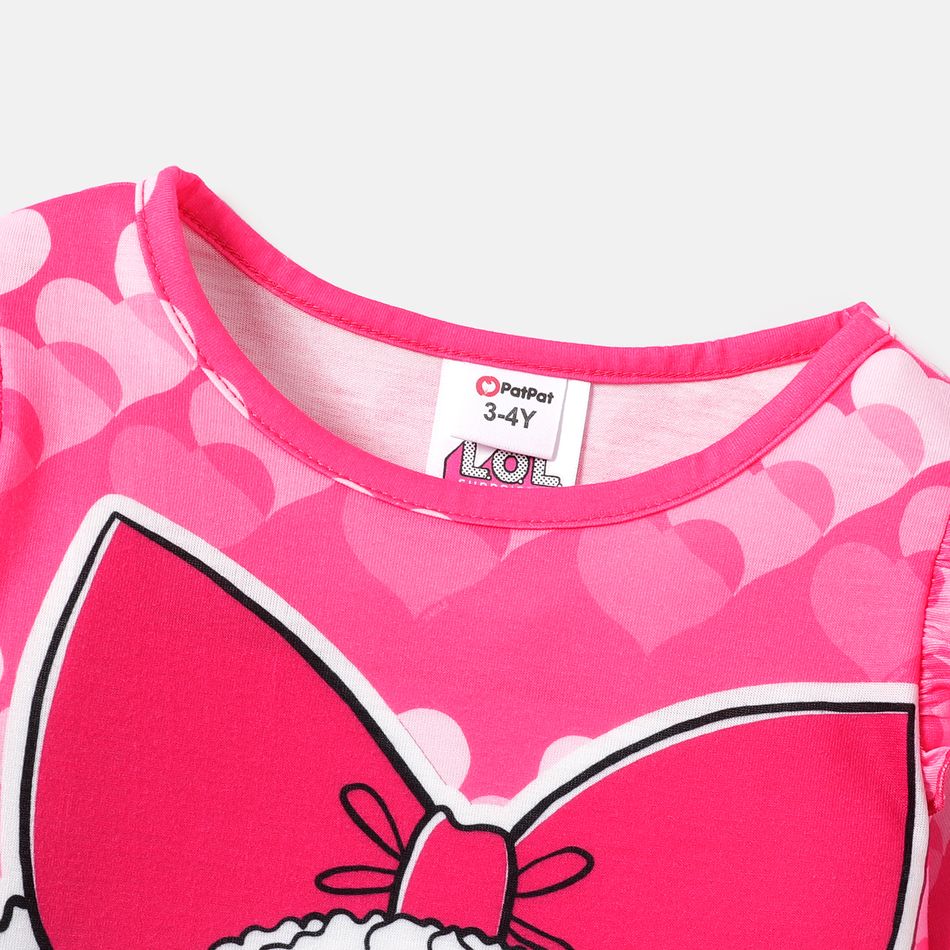 LOL Surprise Dia dos Namorados Criança Menina Mangas franzidas Bonito Vestidos Rosa big image 2
