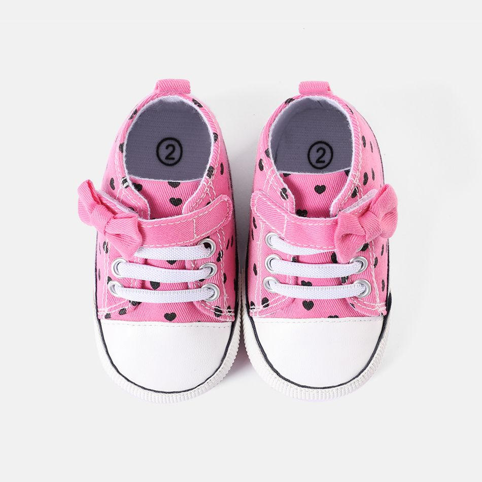 Baby / Toddler Bow Decor Heart Print Prewalker Shoes Pink big image 2
