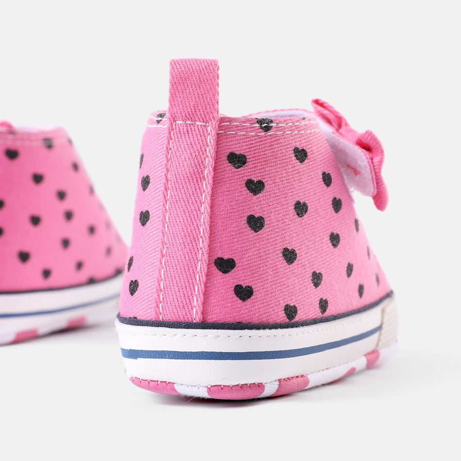 Baby / Toddler Bow Decor Heart Print Prewalker Shoes Pink big image 4