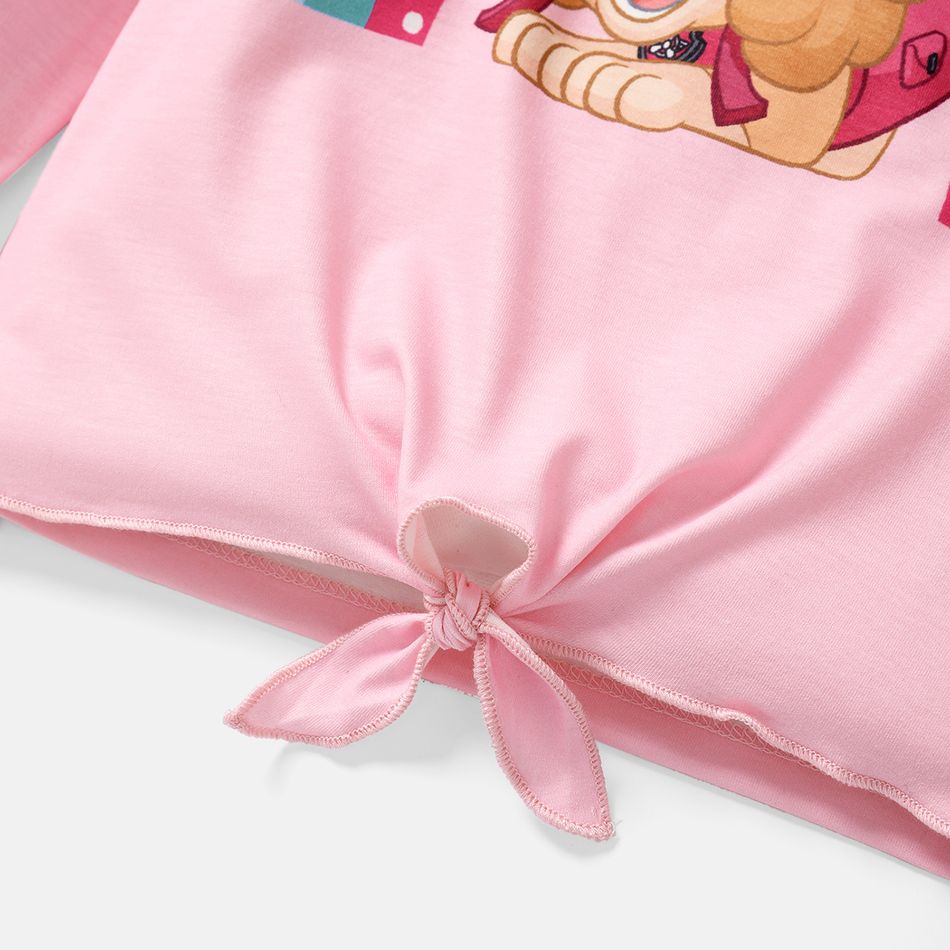 PAW Patrol Toddler Girl Letter Print Tie Knot Long-sleeve Tee Pink big image 5
