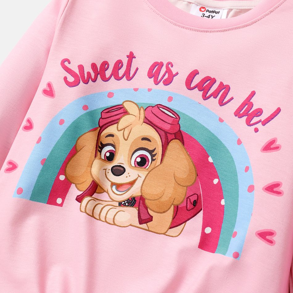 PAW Patrol Toddler Girl Mother's Day Letter Print Tie Knot Long-sleeve Tee Pink big image 2