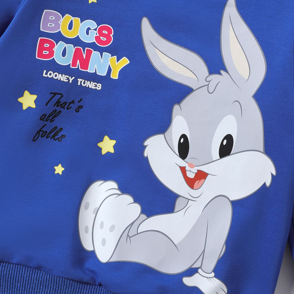 Looney Tunes Baby Boy/Girl Cartoon Animal Print Cotton Long-sleeve Sweatshirt Blue big image 2