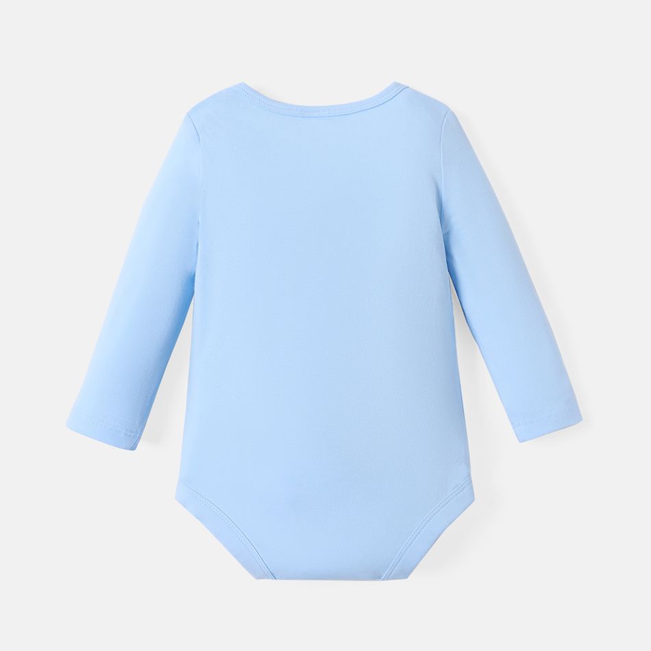 Baby Boy/Girl Cotton Long-sleeve Letter Print Romper Light Blue big image 2