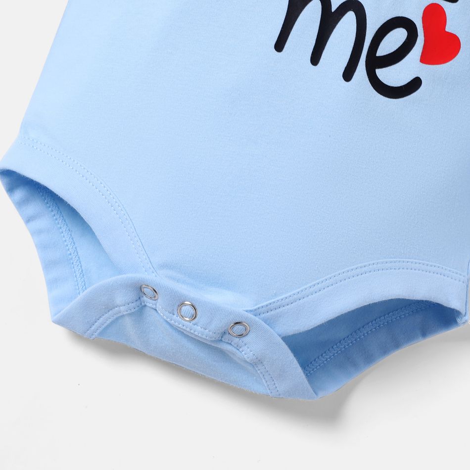 Baby Boy/Girl Cotton Long-sleeve Letter Print Romper Light Blue big image 4