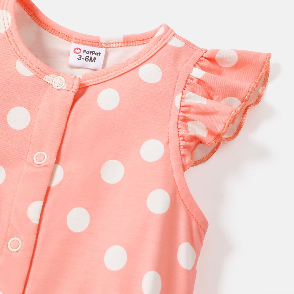 Baby Girl Polka Dots or Butterfly Print Flutter-sleeve Naia Romper Pink big image 3