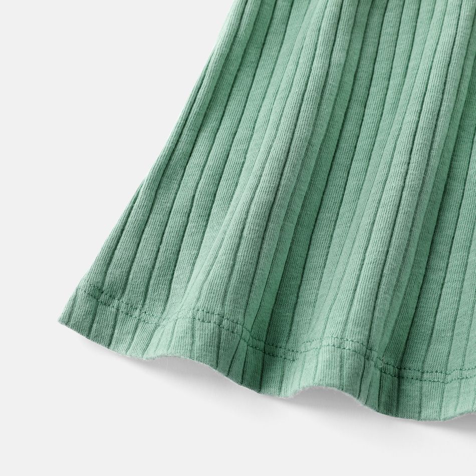Easter Baby Girl Solid Ribbed or Allover Animal Print Short-sleeve Naia™ Dress lightgreen big image 5