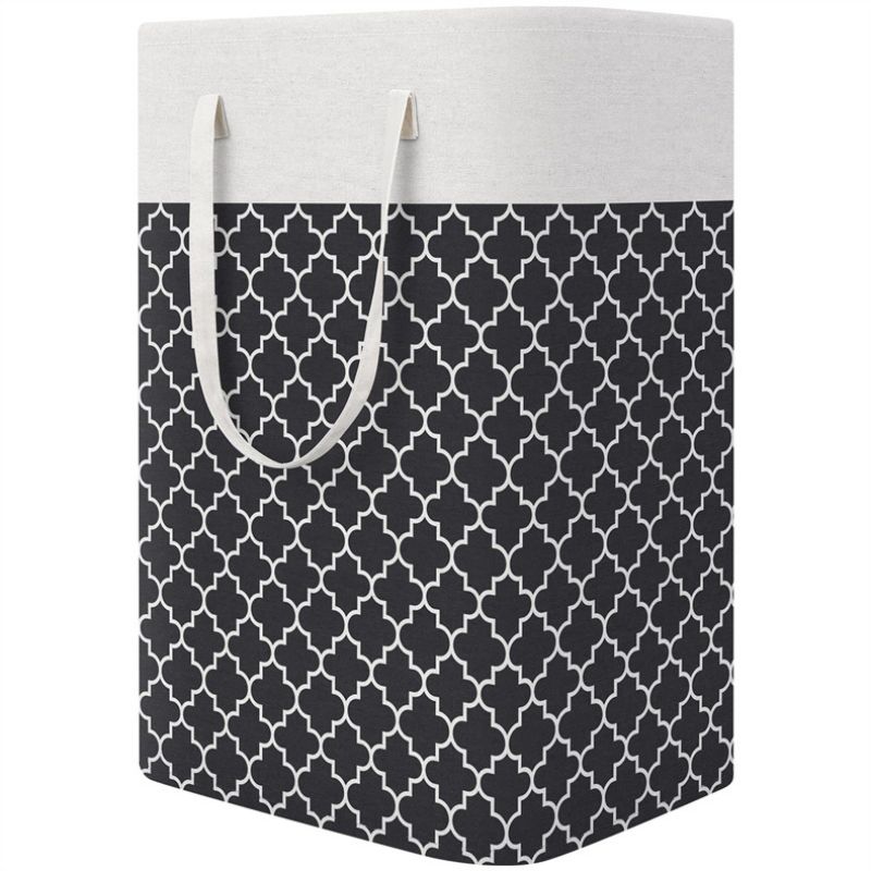 Laundry Baskets with Long Handles Collapsible Waterproof Clothes Hamper Tall Laundry Bin for Toys Clothes Organizer Black big image 1