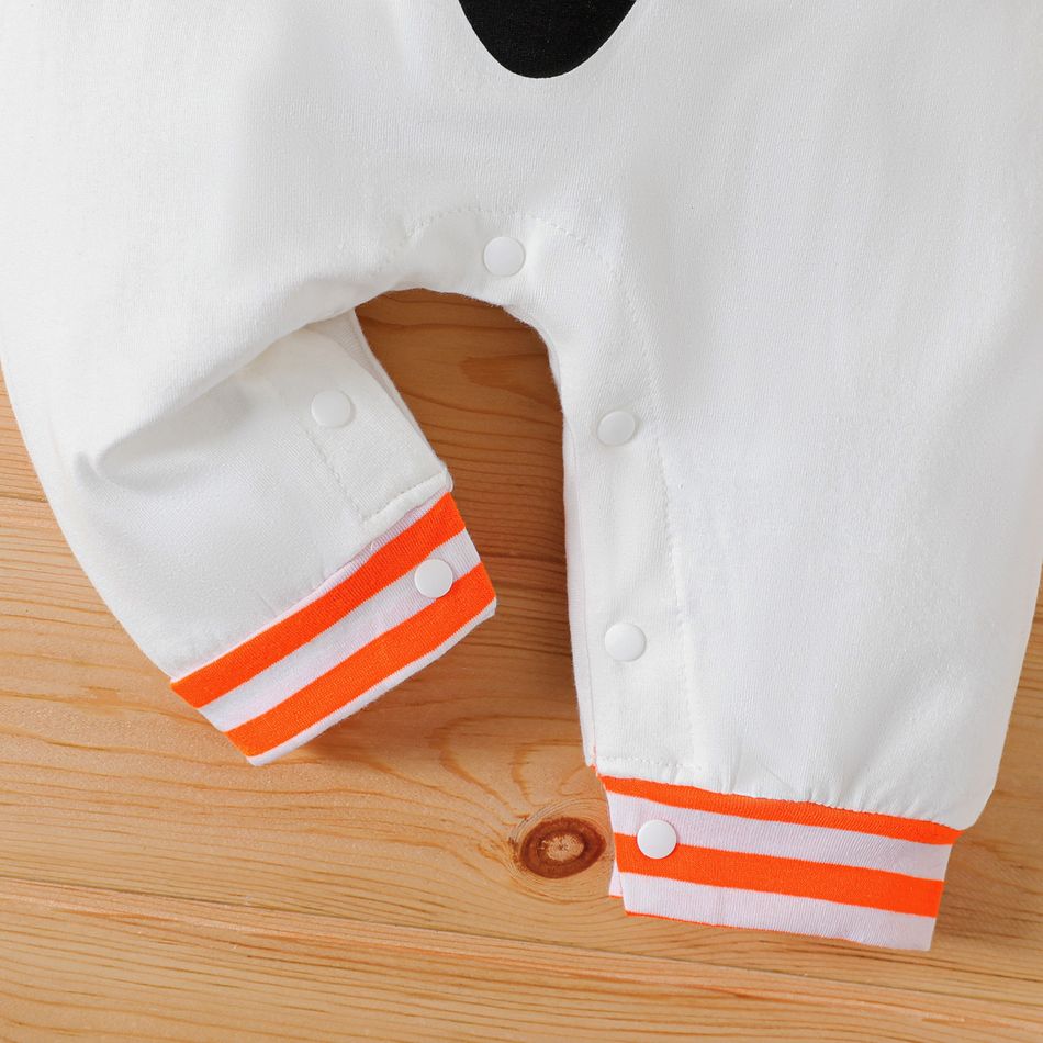 2pcs Baby Boy/Girl 95% Cotton Fox Print Striped Long-sleeve Spliced Jumpsuit with Hat Set Orange big image 5