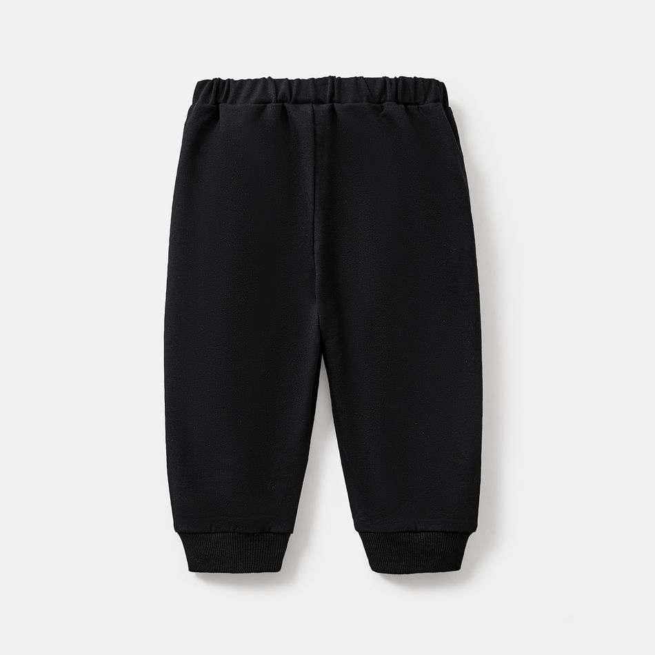 Baby Girl/Boy Cotton Solid Color Elasticized Pants Black big image 4