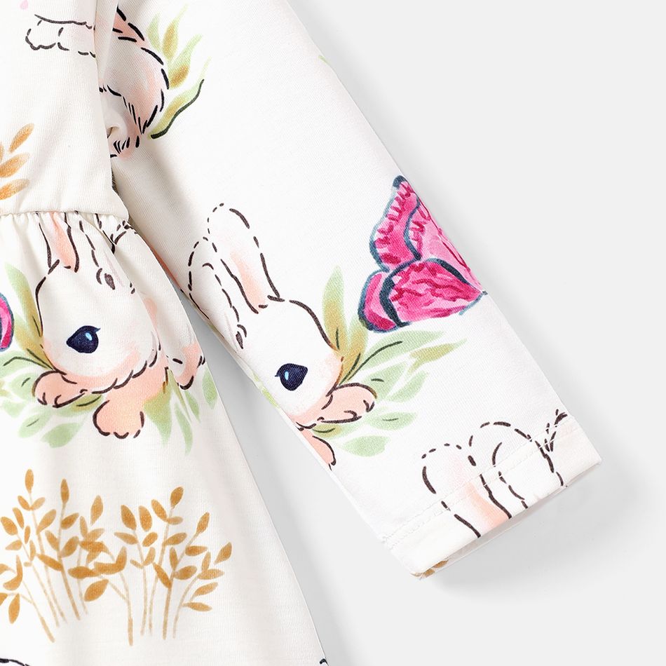 Baby Girl Allover Rabbit Print Long-sleeve Naia Dress Colorful big image 4