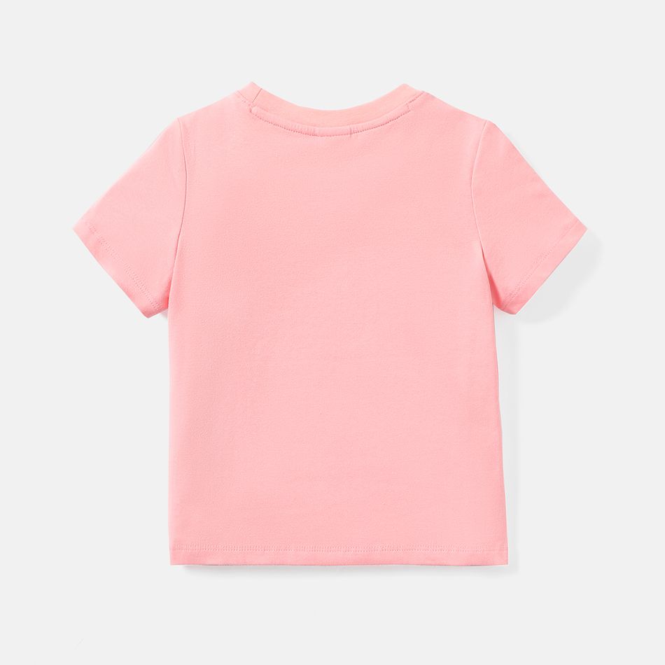 Toddler Girl Letter Print Short-sleeve Cotton Tee Pink big image 3