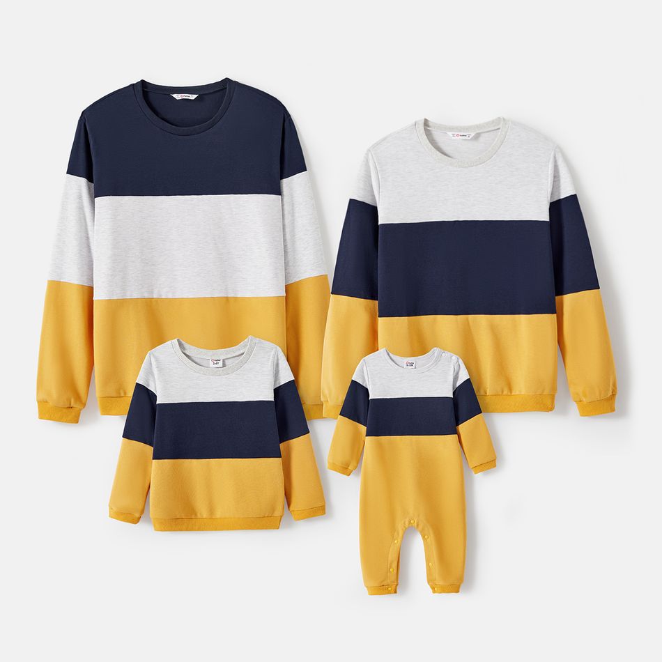 Family Matching Long-sleeve Colorblock Pullover Sweatshirts MultiColour
