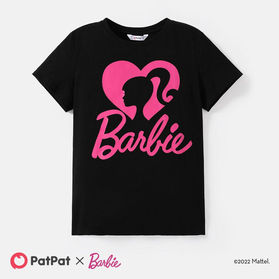 Barbie Mommy and Me Cotton Short-sleeve Heart & Letter Print Short-sleeve T-shirts Black big image 4