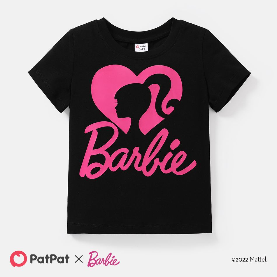Barbie Mommy and Me Cotton Short-sleeve Heart & Letter Print Short-sleeve T-shirts Black big image 5