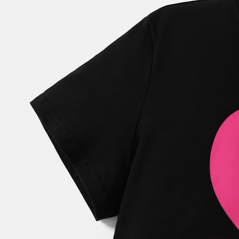Barbie Mommy and Me Cotton Short-sleeve Heart & Letter Print Short-sleeve T-shirts Black big image 9