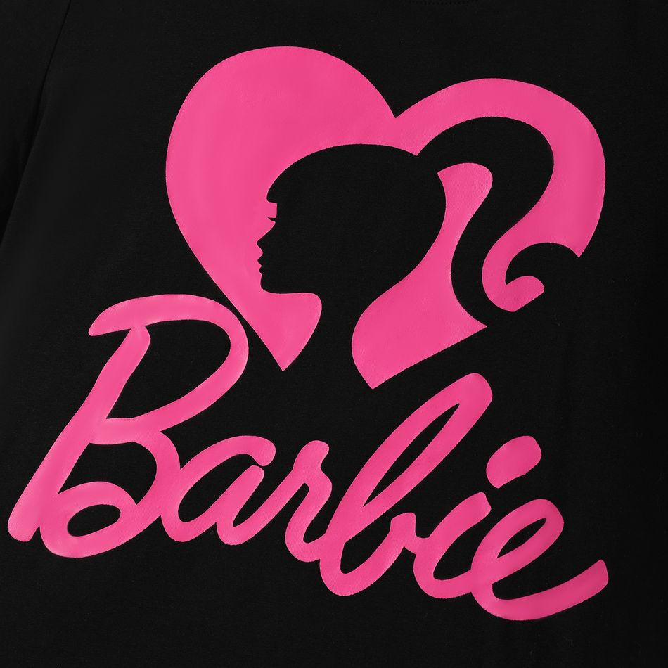 Barbie Mommy and Me Cotton Short-sleeve Heart & Letter Print Short-sleeve T-shirts Black big image 8