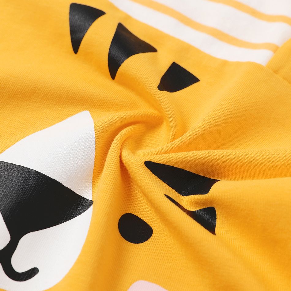 Baby Boy/Girl 95% Cotton Striped Short-sleeve 3D Ears Detail Animal Print Romper yellowwhite big image 3