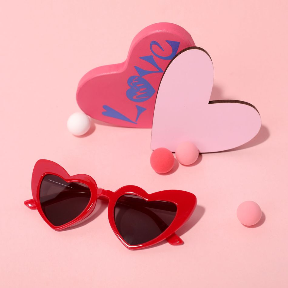 Valentine's Day Kids Heart Frame Decorative Glasses Red big image 1