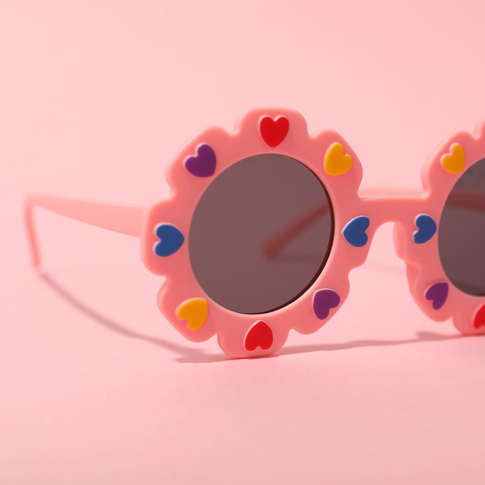 Valentine's Day Toddler / Kid Heart Decor Floral Frame Glasses (With Glasses Case) Pink big image 4