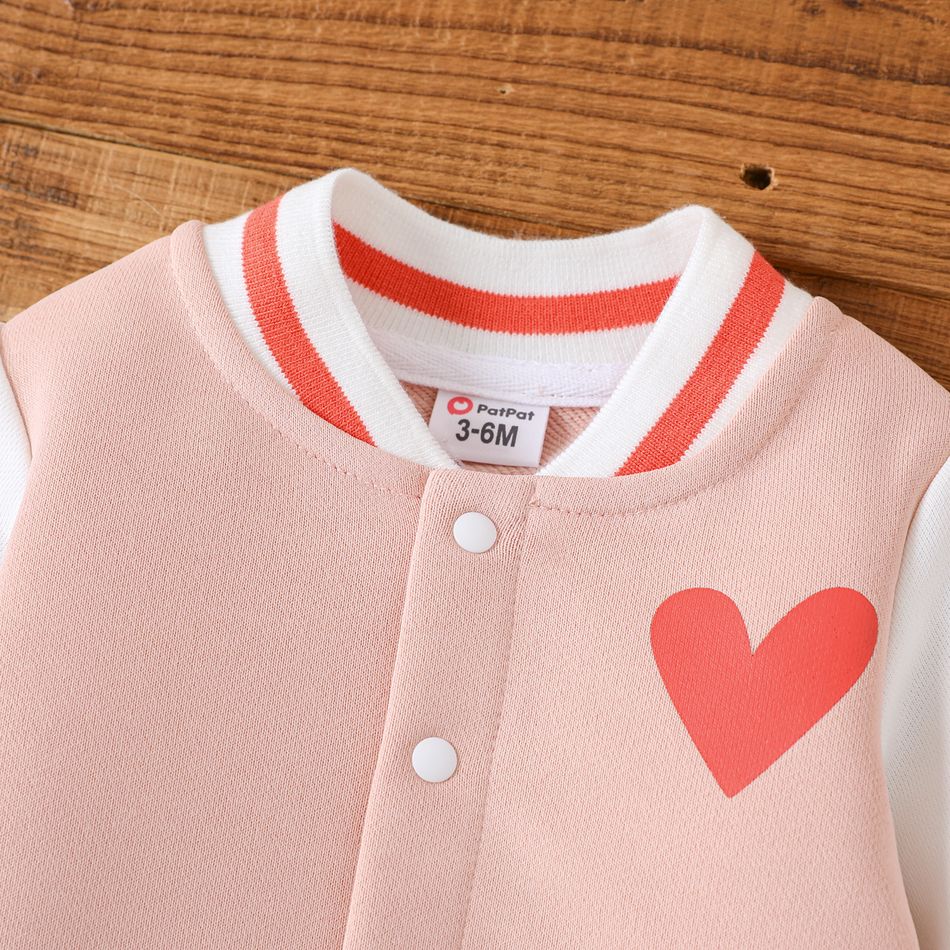 Baby Girl Cat Graphic Long-sleeve Bomber Jacket Pink big image 2