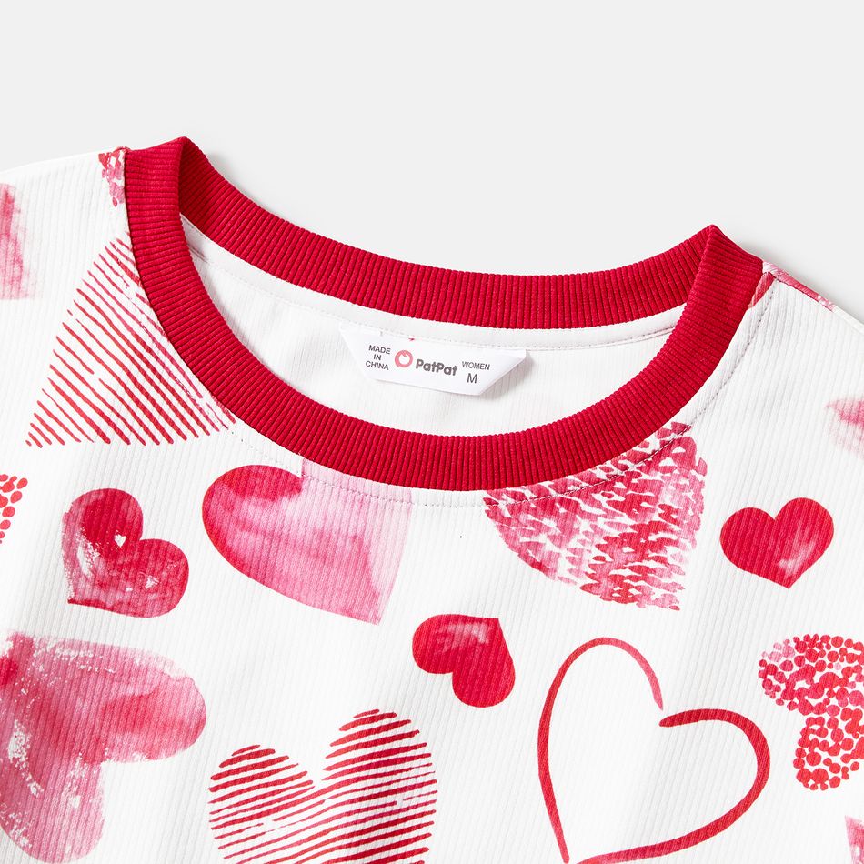 Valentine's Day Mommy and Me Allover Red Heart Print Long-sleeve Sweatshirts Red big image 3