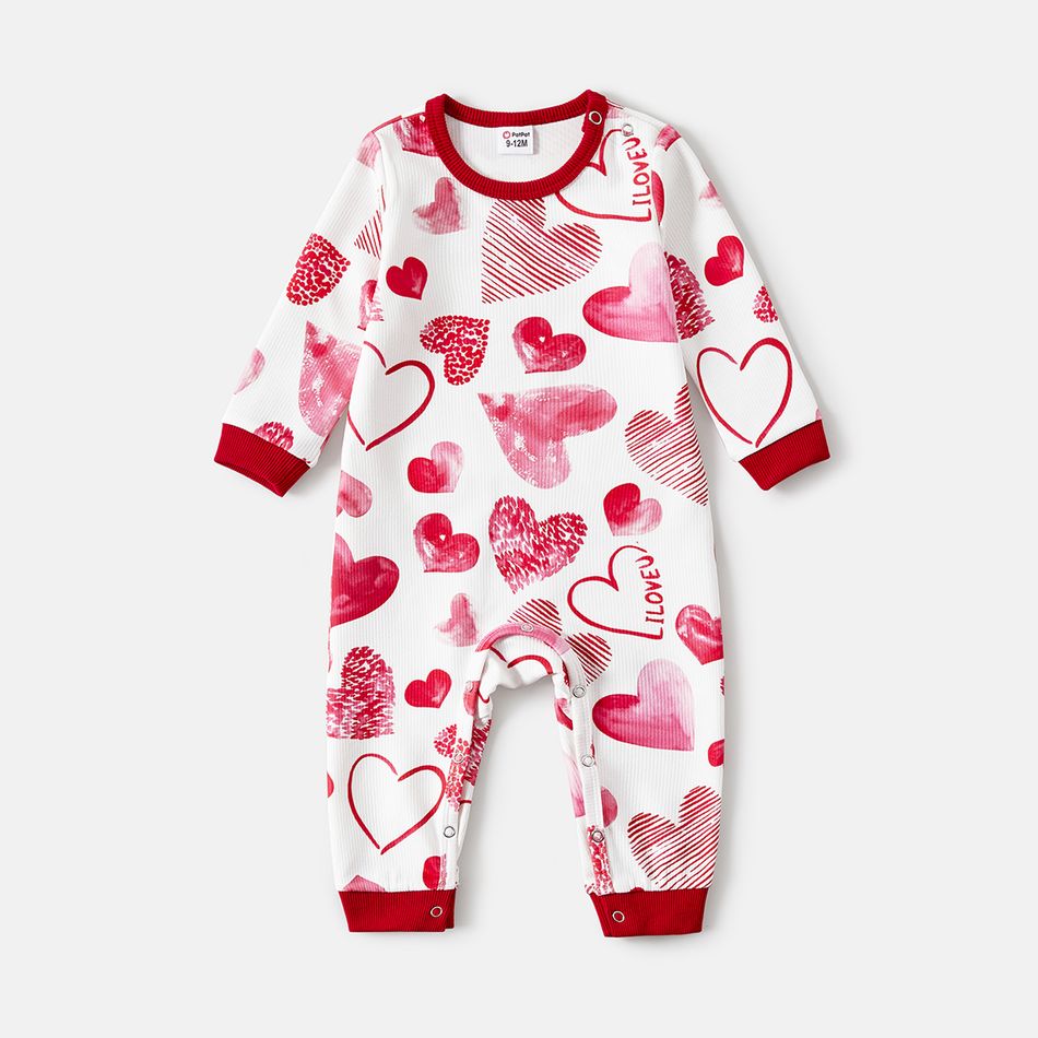 Valentine's Day Mommy and Me Allover Red Heart Print Long-sleeve Sweatshirts Red big image 8