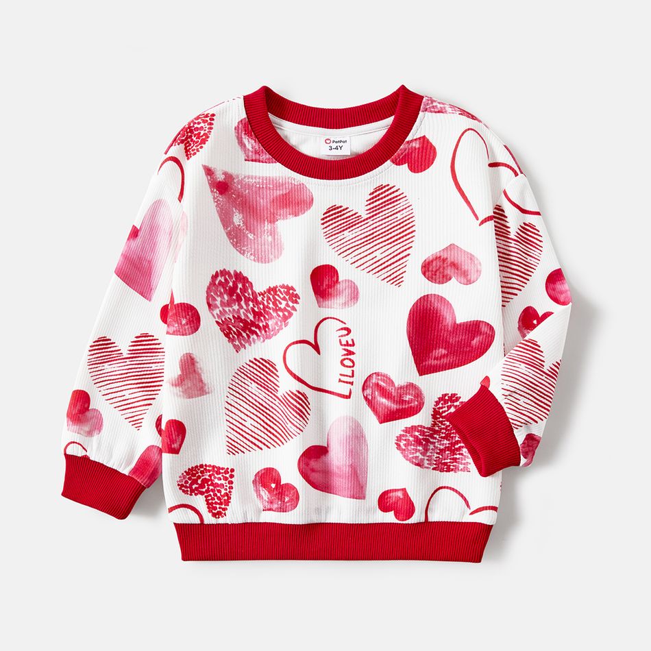 Valentine's Day Mommy and Me Allover Red Heart Print Long-sleeve Sweatshirts Red big image 5